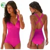 One-Piece Suits 2021 Deep V One Piece Swimsuit Women Swimwear Push Up Bathing Suit Back Cross Bandage Monokini Beach Wear Retro Swim