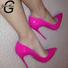 GENSHUO High Heels 12cm Hot Pink Pumps High Heels Wedding Shoes Stiletto Pumps Bridal Shoes Estiletos Mujer 2020 Women Pumps Y0611