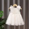 Malayu Bebek Kız Elbise 2021 Yaz Yeni Sevimli Çocuk Kelebek Çiçekler Örgü Dikiş Prenses Vestidos 2-6 Yıl Bebek Giyim Q0716