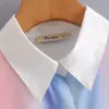 Kobiety Moda Moda Barwiona Eleganckie Bluzki Vintage Lapel Collar Długie Cuffowane Rękawy Koszulki Chic Topy 210520