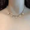 Collier chaîne Simple et exquis incrusté de diamants pour femmes, mélange créatif avec costume papillon en diamant, 1272435