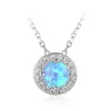 High Quality Real 925 sterling silver Pendant Charm Square necklace lady girls love gift Blue Fire Opal jewellry7138784