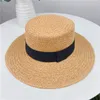 Mode Franse Panama Straw Hat Outdoor Sun Protection Flat Cap Summer Beach Vacation Caps Classic Ademend Breed Brav Hoeden