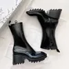 Chic Chunky Platform Boots Mulheres Design de Marca de Luxo Salto Alto Chuva Botas Femininas Biqueira Quadrada Sapatos Laterais com Zíper de Alta Qualidade 211015