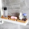 Natural Holzseife Schalen Halter Bambus Seifenschale Tablett Tafel Hülle Bad Duschschale Spüle Deck Badewanne Aufbewahrung Selbstentleer Schwammhalter Rack