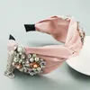 Moda Damska opaska Fringed Pearls Rhinestone Flower Headband Cross Knot Nakrycia głowy Akcesoria do włosów