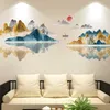 Kinesisk landskap väggklistermärke heminredning vardagsrum berg vintage affisch rum dekoration estetiska sovrum väggstickers 210705