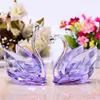 2st Crystal Swans Ornaments Glass figurer Paperweight Crafts Fengshui Heminredning Bröllop Alla hjärtans dag Gåvor Souvenir 210811