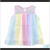 Vestidos vestuário bebê, crianças maternitytoddler meninas meninas sem mangas arco-íris tule princesa vestido entrega entrega 2021 usqzw