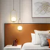 Nordic Led Glass Ball Hanglampen Zwart Zilver Gouden Messing Metalen Bedlamp Eenvoudig Bar Eetkamer Hanglamp Figuur