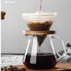 Morango Coffee Pot Style V60 V60 De Madeira 700ml / 500ml Dripper e Set para filtro Reutilizável Filtros 220225