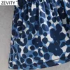 Zevity Women Vintage Square Collar Leopard Skriv ut Kort Smock Blouse Femmr Puff Sleeve Elastisk skjorta Chic Slim Blusas Tops LS9232 210603