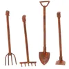 1:12 Scale Dollhouse Miniature Shovel Hoe e Forma Fazenda Ferramentas Fadas Jardim Acessórios Móveis Brinquedos