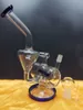 Heady Glass Bong Recycler Bong Unique Blue Sidecar Narguilés Conduites d'eau Pomme de douche Perc Percolateur Huile Dab Rigs 14.4mm Joint cheechshop