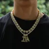 Hiphop smycken bröd diamant hänge halsband anpassade namn isade kedjor kubik zirkonium koppar set med diamanter plätering lette259i