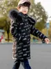 Zimowa odzież dziecięca nowa chłopcy w dół kurtka Długa Snowoutfit Parka dla Dziewczyn Big Kid Kołek Kołnierz Collar Coat TZ995 H0910