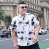 Übergroße Hemden Männer trendy und Blumen kurzärmelig Hemd Casual Button Up Bluse hochwertige Streetwear Camisa Maskulina Herren