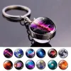 Galaxy Planet Keychain Trendy Solar System Art Picture Glass Ball Key Chain Moon Earth Mars Double Side Pendant Universe Jewelry