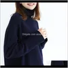 Truien Womens Kleding Apparel Drop Levering Turtleneck Vrouwen 2021 Winterwol Knit Pullover Casual Solid Color Oversized Black Sweater 1 R