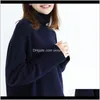 Suavers Womens Roupas Vestuário Drop Turtleneck Mulheres 2021 Winter Wool Knit Pullover Casual Cor Sólida Solont Solta Sweater Black 1 R