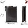 Cow Leather Men's Wallet With Coin Purse Retro Fashion Thin Chain Black Short Card Holder Clutch Bag Wallets