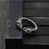 Pure Fashion Open Ring men women Real Double skull Rings Male 925 silver ring Jewelry gift