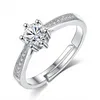 Diamond solitaire anel aberta anéis de casamento ajustável para mulheres moda jóias e arenoso