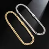 1 Fila 10 mm Miami Cuba Cadena enlace Cubierto Cubic Zirconia Copper Puerta Pulsera Collar Conjunto Hombre Hip Hop Collar Joyería X0509