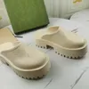 Brand Perforated Slippers Men Women Platform Designer Sandals Wedge Rubber Cut-out Slide Transparent Materials Fashion Beach Flats Shoes