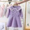 Abiti da bambina Per bambina Autunno Abito maglione lavorato a maglia in cotone con orecchie in legno 2021 Primavera Principessa 4-10 anni