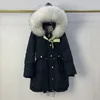 Winter Jacket Women Natural Fur Hooded Loose 90% White Duck Down Coat Thick Warm Windproof Black Snow Parka Outwear 210430