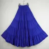 Sexemara Boho Korean Beach Mid Umbrella Faldas largas Verano Femininas Color Caramelo Maxi Falda de gasa Cintura elástica Plisada 210629