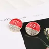 2color 18K Gold Plated Copper Women Letters Stud Luxury Designer Small Sweet Wind Round Oil Drip Stamp Crystal Rhinestone Earrings Metal Alloy Jewelry Accessories