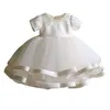 バプテスマのための生まれたドレスの赤ちゃんガールドレスのためにガウン洗礼1st誕生日ビーズチュールパーティープロム幼児ガールドレスRZ001 210610