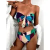 Bikini de cintura alta con volantes y estampado nuevo, traje de baño de encaje para mujer, conjunto de Bikini de verano para mujer, traje de baño para nadar