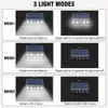 Luzes solares Sensor de movimento à prova d'água 4 LED brilhante 3 Modos de iluminação ao ar livre jardim sem fio Segurança sem fio Luz de inundação movida a energia