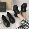 Dress Shoes Chaussures à lacets en cuir verni pour femmes souliers à semelle épaisse style Lolita souliers Oxford noirs pour filles 9110N 220309