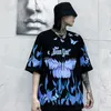 Mens Hip Hop T-Shirt Blue Fire Flame Farfalla Streetwear Tshirt Harajuku Summer T-Shirt a maniche corte in cotone Tops Tees 210324