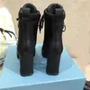 Novo designer de couro e botas de tecido de nylon mulheres botas tornozelo Botas de bicicleta de couro botas Austrália botas de inverno tamanho US 4-10 com caixa