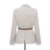 [Eam] Mulheres Split PU Couro Breve Short Blazer Lapela Longa Solta Fit Jacket Moda Moda Primavera Outono 1k458 211006