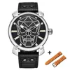 LMJLI - BENYAR New Creative Blue Skull Watch Mens Watches Set Luxury Fashion Leather Quartz Wristwatch Clock Men Relogio Masculino