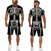 Personlighet Skelett Inre organ 3D Tryckt T-shirt Shorts Unisex Funny Halloween Skull Cosplay Tracksatt Kort uppsättningar 220304