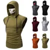 Mens Fitness Hooded Tees T-tröja Mode Occident Trend Style Solid Färger Ärmlös Tops Polos Vår Sommar Man Loose Casual Tshirt