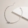 Hänghalsband tarcliy trendig halv figaro länk kedja pärlchoker halsband asymmetrisk växel lås vintage geometriska kvinnor jude240y
