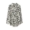 Korean Print Office Lady Blouse Women Leopard Loose Tops Fashion Turn-down Button Shirts Elegant Clothes 8717 50 210521