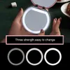 Portable Fold LED Makeup Mini Circular Cosmetic Compact Travel Mirror Rechargeable USB Charging Tool DearBeauty