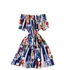 Mode d'été Vestidos femmes couleur assortie imprimé mot col manches bouffantes Mini robe avec oreilles en bois GK720 210506