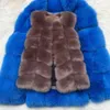 Faux Sliver Fur Vest Kvinnor Vinter Mode Medium Lång Artifical Västar Kvinna Varma Fake Coats Kvinnor Ladies 211220