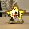 Светодиодный свет Рождественская елка автомобиль интерьера украшения деревянные звездные подвески украшения творческие DIY деревянные ремесла дети подарок для домашнего рождества