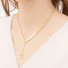 18k véritable plaqué or plaine sourire visage en laiton pendentif cercle chaîne perle collier de perles pour les femmes bijoux